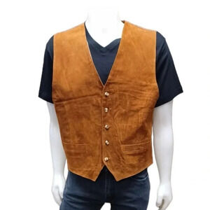 John Ashford Sport Vintage Leather  Lined Vest Size Large